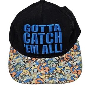 POKEMON Gotta Catch Em All Black Snapback Cap Adult Pikachu Blue Embroidery 2017